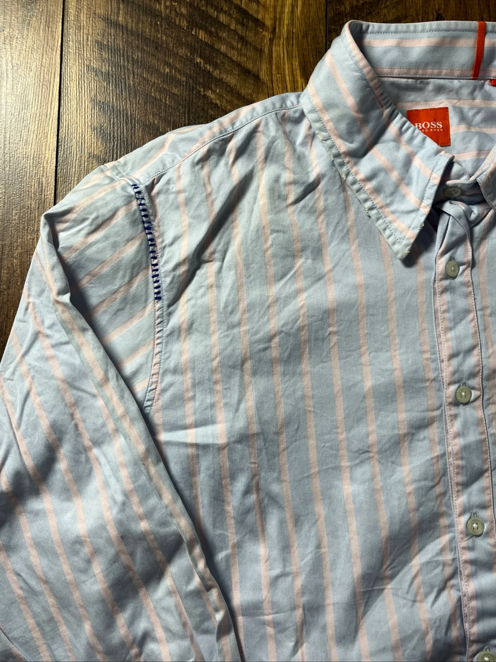 Camisa de algodão fino com corte slim mangas longas - Hugo Boss - tamanho L - bom estado – photo 4